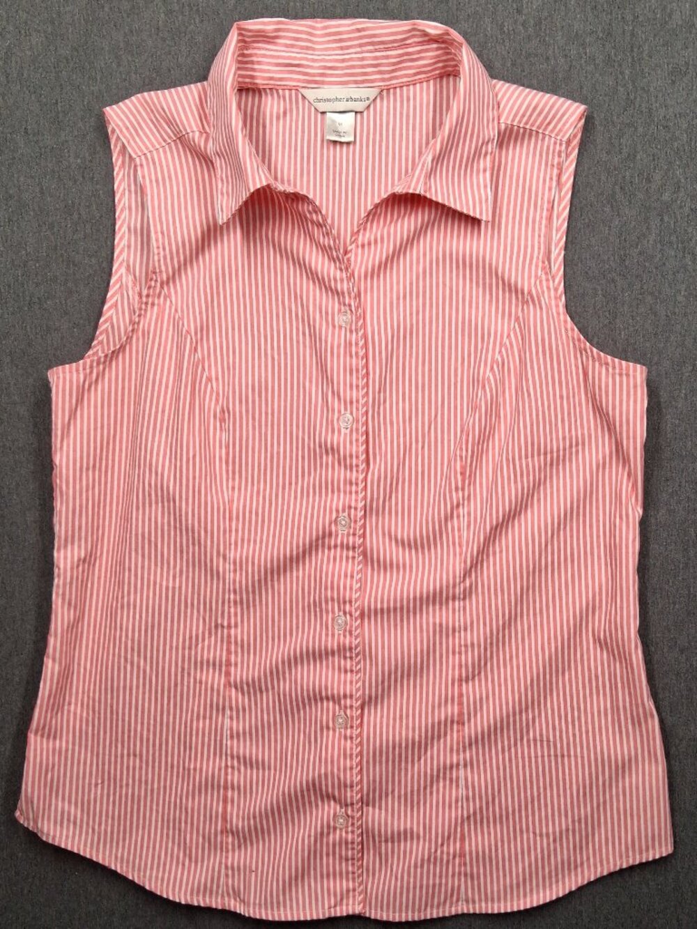Womens blouse, Christopher and Banks, pink and white, size medium, good conditi